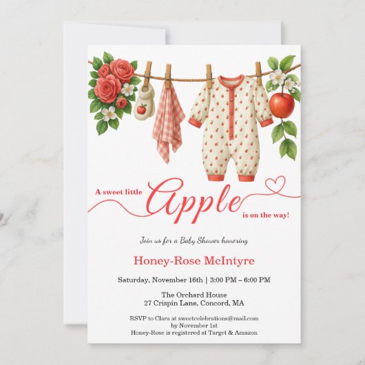 Sweet Little Apple Baby Shower | Fall Rustic Baby Einladung (Vorderseite)