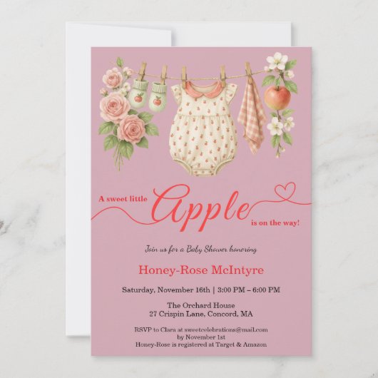 Sweet Little Apple Baby Shower | Fall Rustic Baby Einladung (Vorderseite)