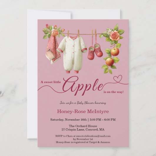 Sweet Little Apple Baby Shower | Fall Rustic Baby Einladung (Vorderseite)