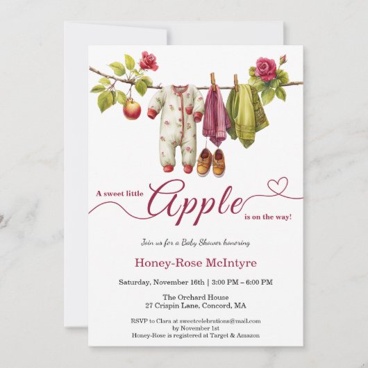 Sweet Little Apple Baby Shower | Fall Rustic Baby  Einladung (Vorderseite)