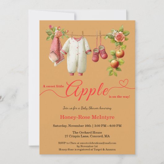Sweet Little Apple Baby Shower | Fall Rustic Baby  Einladung (Vorderseite)