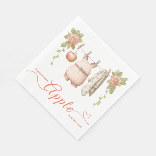 Sweet Little Apple Baby Shower | Fall Rustic Baby Serviette (Ecke)