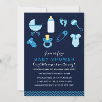 Sweet Little Baby Boy Blue Baby Dusche einladen