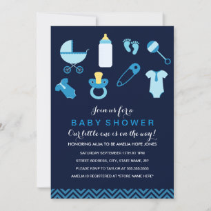 Sweet Little Baby Boy Blue Baby Dusche einladen Einladung