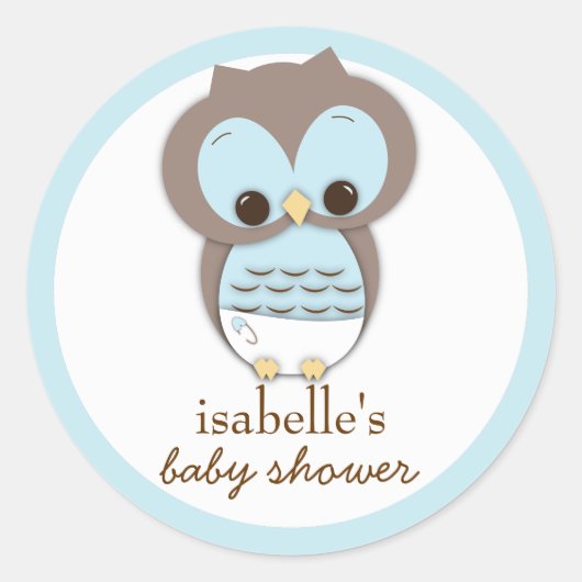 Sweet Little Baby Boy Owl Gefallen Sticker (Vorderseite)