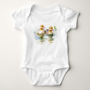 Sweet Little Baby Ente Duckling Schwimmen Strampler