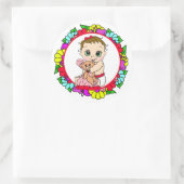 Sweet Little Baby mit Teddy Bear Floral Runder Aufkleber (Tasche)