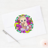 Sweet Little Baby mit Teddy Bear Floral Runder Aufkleber (Umschlag)