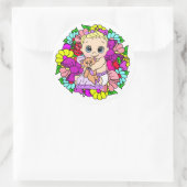 Sweet Little Baby mit Teddy Bear Floral Runder Aufkleber (Tasche)