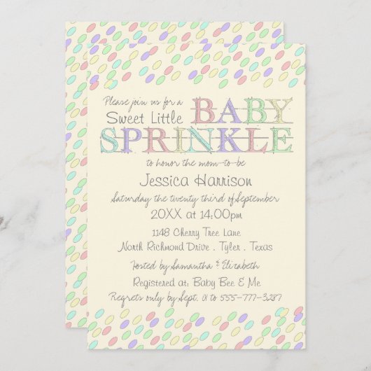 Sweet Little Baby Sprinkles Baby Dusche Einladung (Vorne/Hinten)
