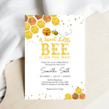 Sweet Little Bee Honey Bee Baby Shower Invitation