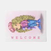 Sweet Little Blonde Girl Bunny Toy Liebe - Willkom Fußmatte (Vorderseite)