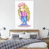 Sweet Little Blonde Girl Bunny Toy Liebe - Zeichne Leinwanddruck (Insitu (Schlafzimmer))