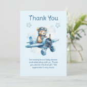 Sweet Little Boy on Way Baby Shower Dankeskarte (Stehend Vorderseite)