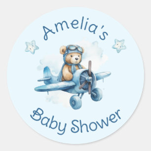 Sweet Little Boy on Way Baby Shower Runder Aufkleber