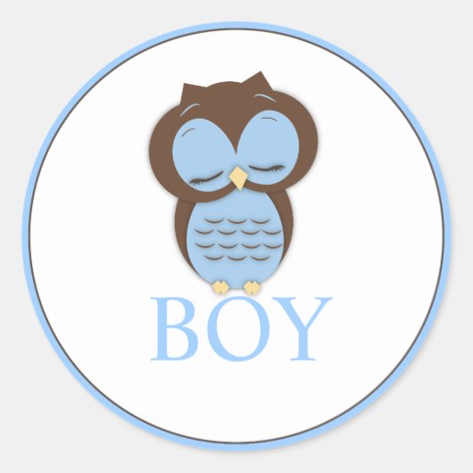 Sweet Little Boy Owl Gender Reveal Team BOY Runder Aufkleber (Vorderseite)