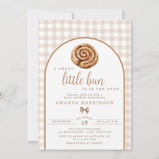 Sweet Little Bun in Oven Neutral Baby Shower Einladung (Vorderseite)
