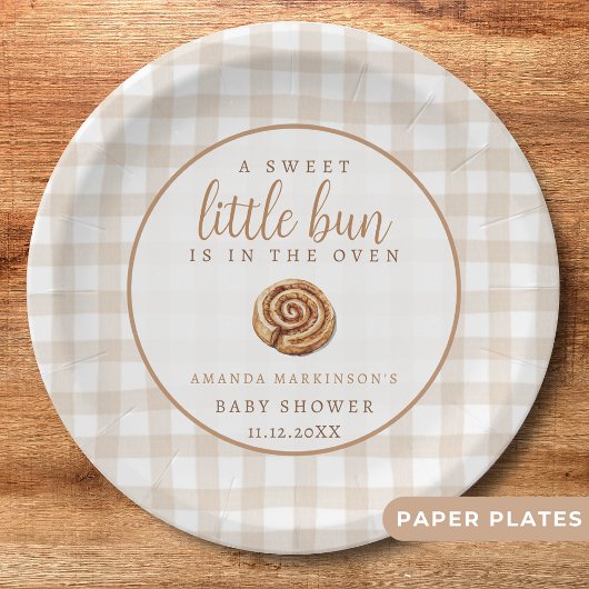Sweet Little Bun in the Oven Neutral Baby Shower Pappteller