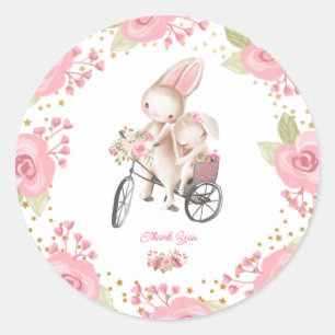 Sweet Little Bunny Baby Girl Dusche Runder Aufkleber