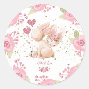 Sweet Little Bunny Baby Girl Dusche Runder Aufkleber