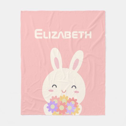 Sweet Little Bunny & Blume Individuelle Name Pink Fleecedecke (Vorderseite)