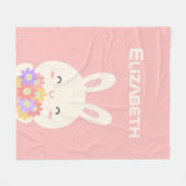 Sweet Little Bunny & Blume Individuelle Name Pink Fleecedecke (Vorderseite (Horizontal))