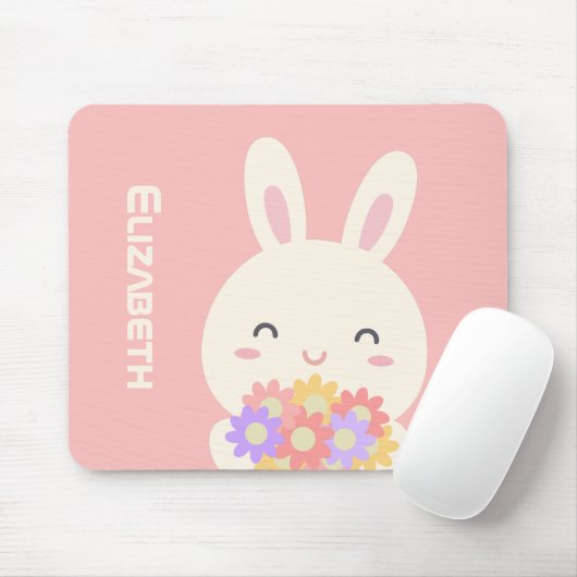 Sweet Little Bunny & Blume Individuelle Name Pink Mousepad (Mit Mouse)