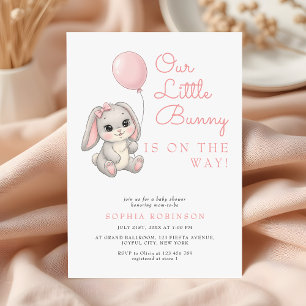 Sweet Little Bunny Blush Pink Girl Baby Dusche Einladung