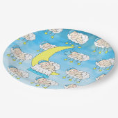 Sweet Little Caucasian Baby Sleeping on Moon Pappteller (Schrägansicht)