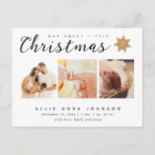 Sweet Little Christmas Foto Geburtserklärung Feiertagspostkarte (Vorderseite)