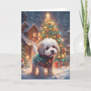 Sweet Little Christmas Tree Welppy Art Card Feiertagskarte