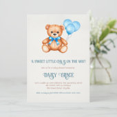 Sweet Little Cub Teddy Bear Baby Dusche Einladung (Stehend Vorderseite)