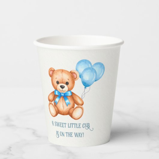 Sweet Little Cub Teddy Bear Baby Dusche Pappbecher (Vorderseite)