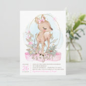 Sweet Little Deer Baby Shower Einladung (Stehend Vorderseite)