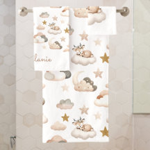 Sweet Little Deer Clouds and Stars Elegante Boho