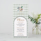 Sweet Little Duckling Mallard Gingham Baby Shower Menükarte (Stehend Vorderseite)