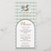 Sweet Little Duckling Mallard Gingham Baby Shower Menükarte (Vorderseite)