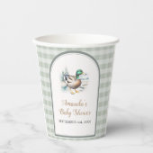 Sweet Little Duckling Mallard Gingham Baby Shower Pappbecher (Vorderseite)