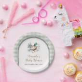 Sweet Little Duckling Mallard Gingham Baby Shower Pappteller (Party)