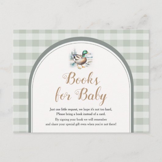 Sweet Little Duckling Mallard Gingham Baby Shower Postkarte (Vorderseite)