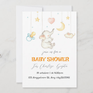 Sweet Little Elephant Baby Shower Einladung