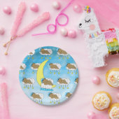 Sweet Little Ethnic Baby Schlafen auf dem Mond Pappteller (Party)