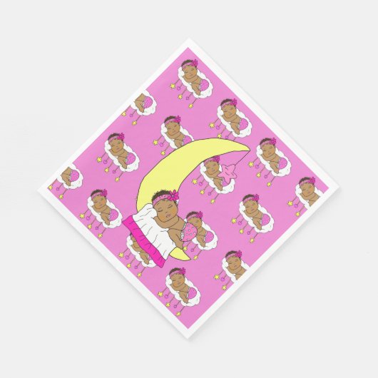 Sweet Little Ethnic Baby Schlafen auf dem Mond Serviette (Ecke)