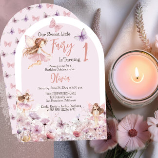 Sweet Little Fairy Wildblumen 1. Geburtstag Party Einladung