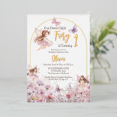 Sweet Little Fairy Wildblumen 1. Geburtstag Party Folieneinladung (Stehend vorne)