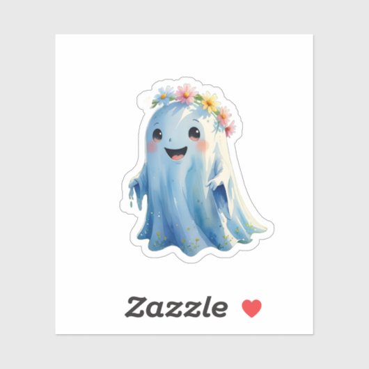 Sweet Little Ghost Sticker mit Blume Crown | C (Blatt)
