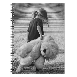 Sweet Little Girl and Teddy Bear Notizblock