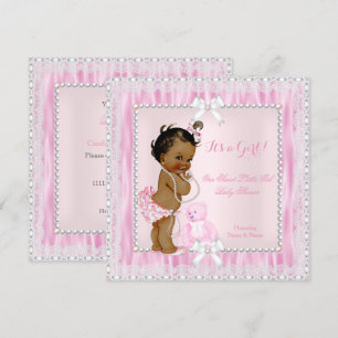 Sweet Little Girl Baby Showpearls Leder Ethnic Einladung