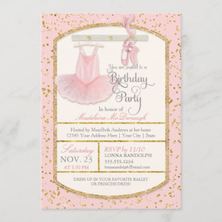 Sweet Little Girl Ballerina Ballet Geburtstagspart Einladung
