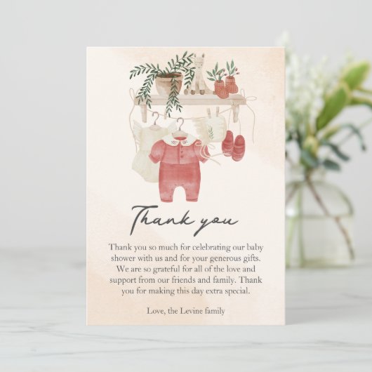 Sweet Little Girl Boho Kleidung Kinderdusche Dankeskarte (Stehend Vorderseite)